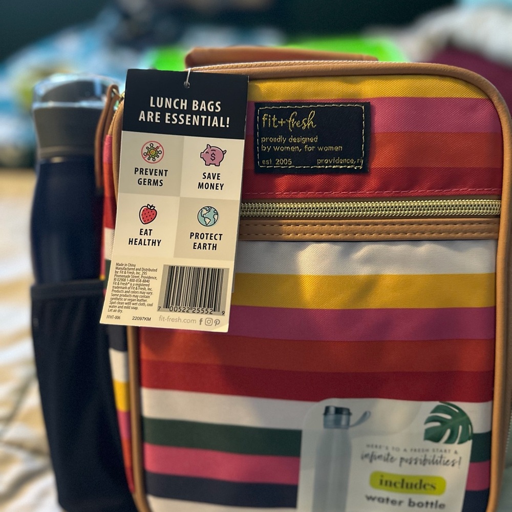 NWT Fit & Fresh Striped Insulated Lunch Bag - Multicolor